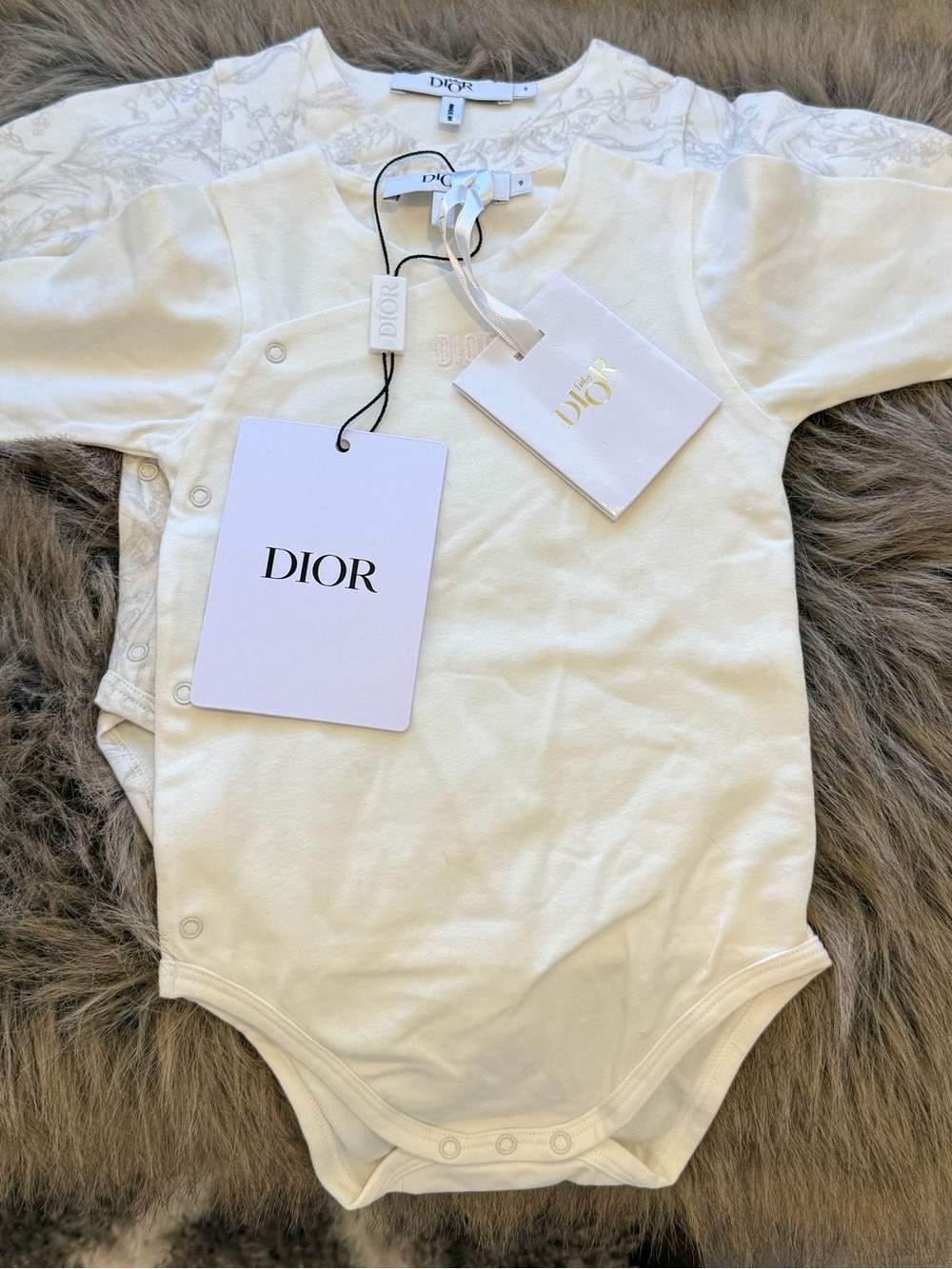 Dior Gift Set with Two Long Sleeve Onesies 9 months